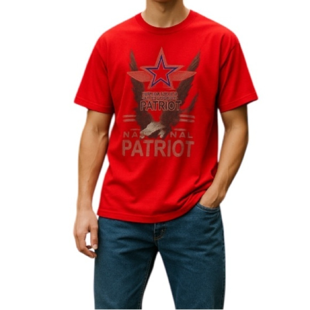 WRANGLER Men’s National Patriot Graphic T-shirt Eagle Crewneck Short Sleeve XL